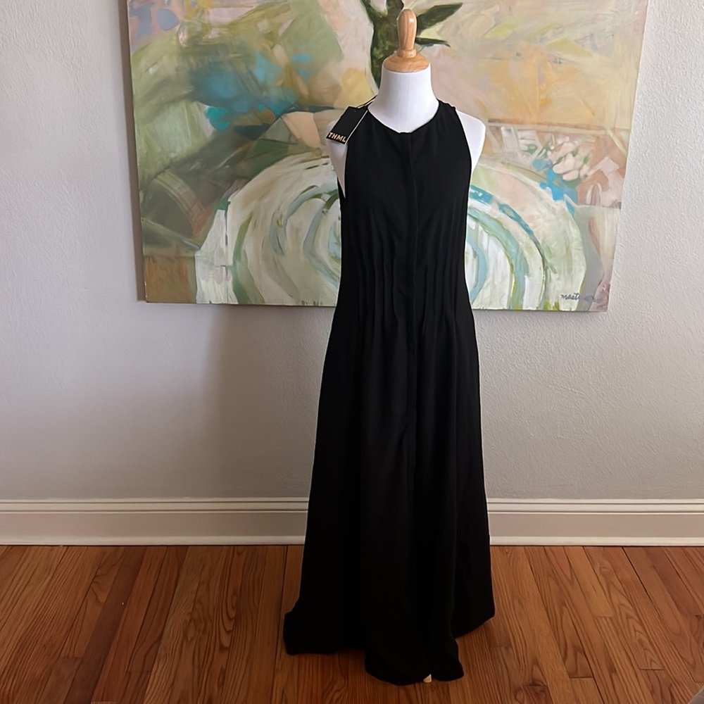 NEW THML sleeveless shirt dress maxi dress in black XS